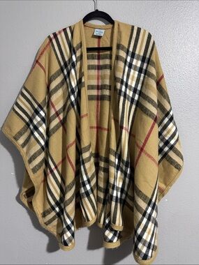 Kate Landry Camel Plaid Shawl with Black, White & Red Accents